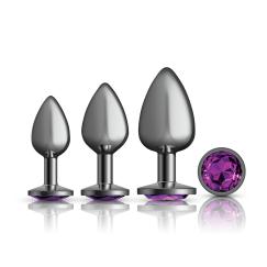 Cheeky Charms - Metal Butt Plug Gunmetal - Round - Anal Trainer Kit