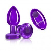 Cheeky Charms - Rechargeable Vibrating Metal Butt Plug With Remote Control - Gunmetal - Medium